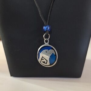 Round Silver Eagle Medallion Cloisonne' Pendant Necklace